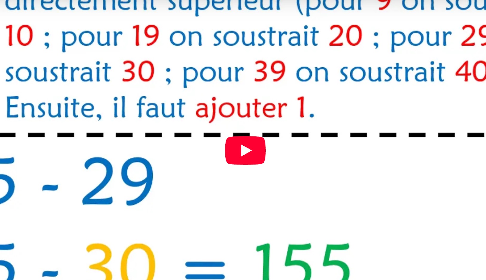 Lire la suite à propos de l’article Calcul mental – Série 29 : Soustraire 9 – 19 – 29 – 39