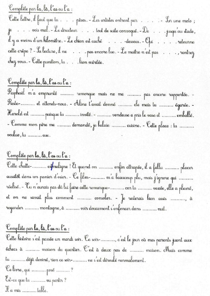 Exercice sur les homophones grammaticaux