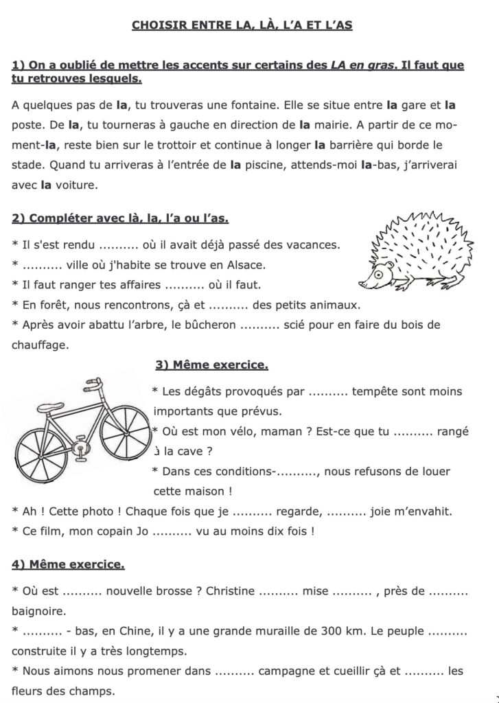 Exercice sur les homophones grammaticaux
