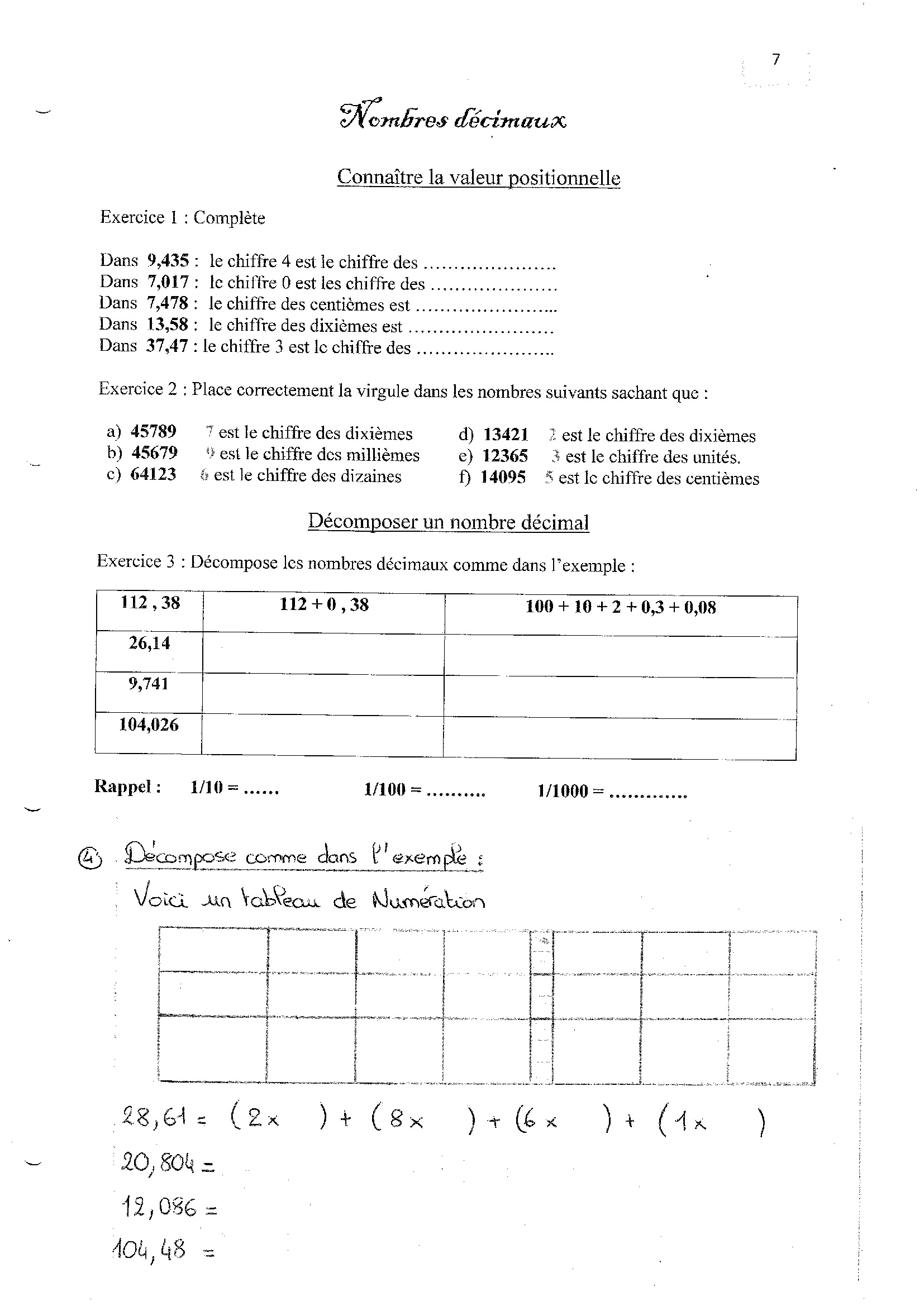 Lire la suite à propos de l’article N6 Les nombres décimaux : exercices Série 8 + Correction (M Bonelli)