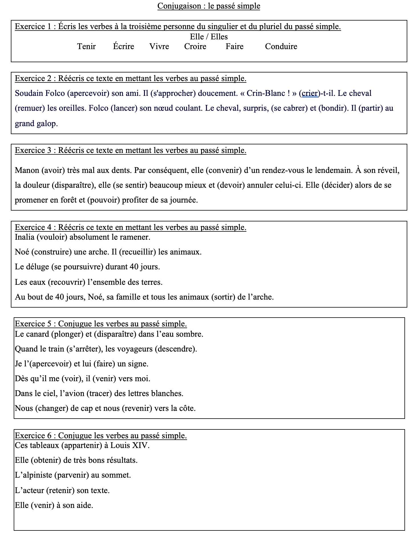 You are currently viewing C10-C11 Exercices sur le passé simple PS8