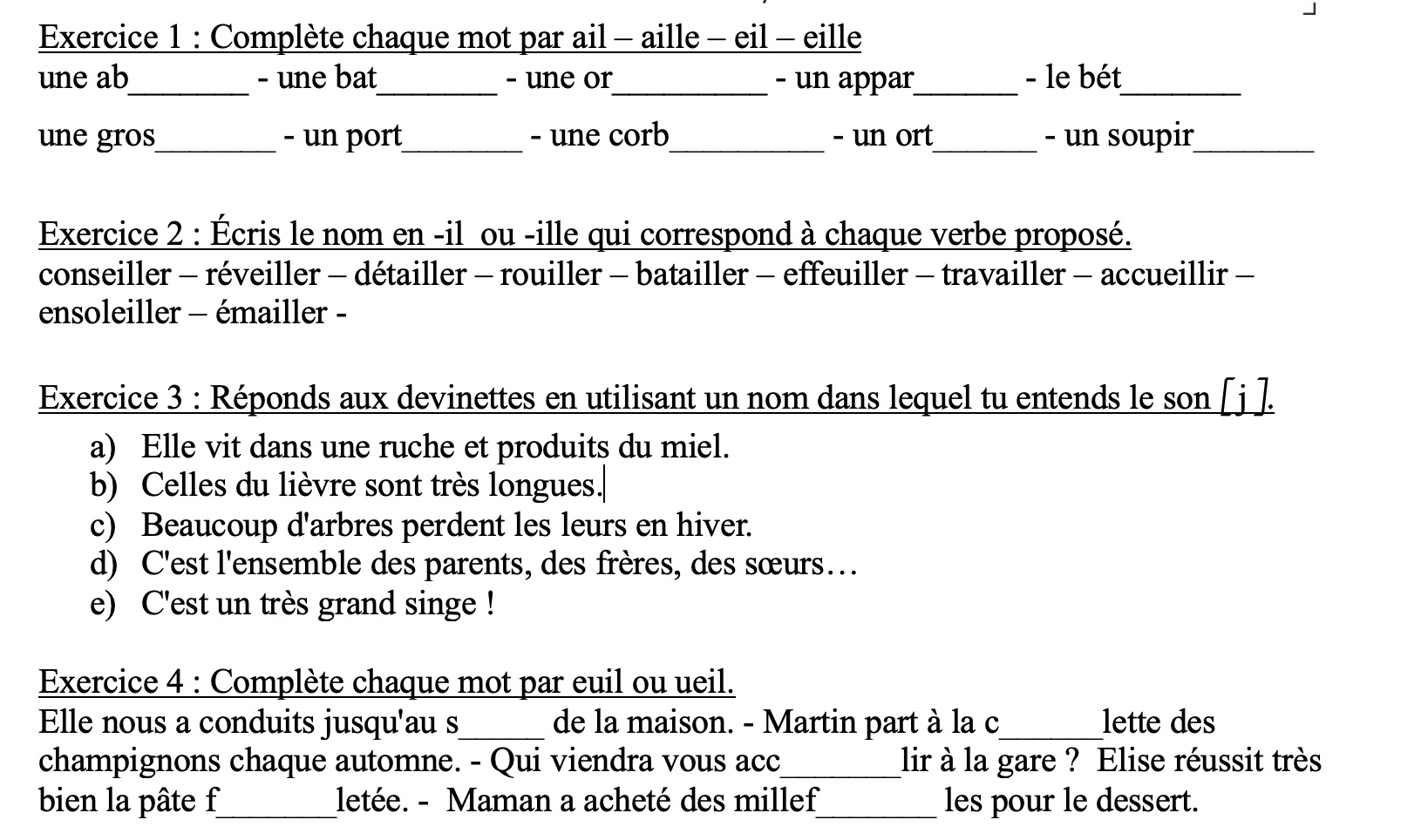 Lire la suite à propos de l’article O6 Les mots en ail/eil/aille/euille… (2)