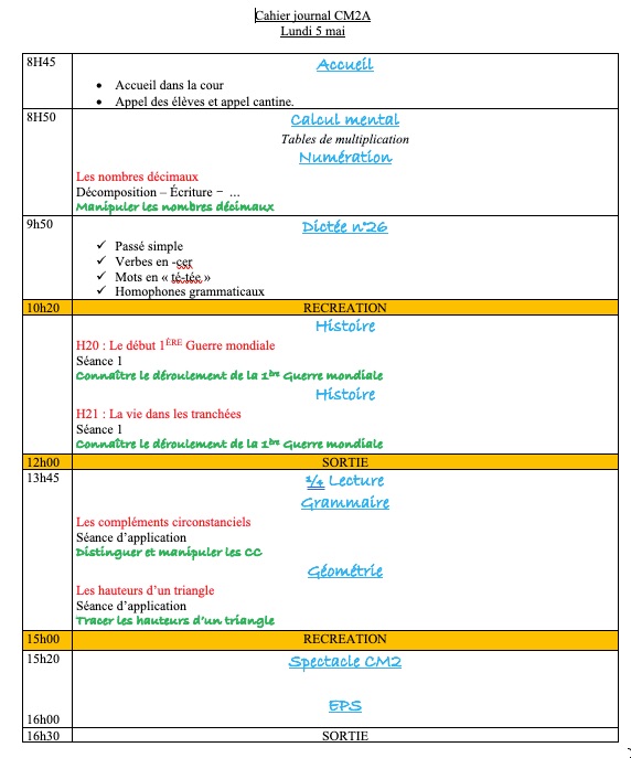 Lire la suite à propos de l’article Cahier journal du lundi 5 mai 2025