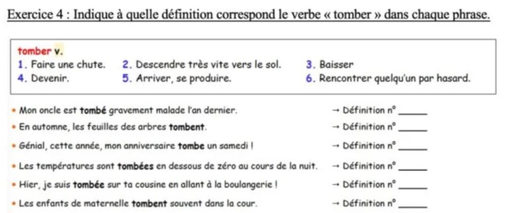 polysémie des verbes,exercices,cm1 cm2