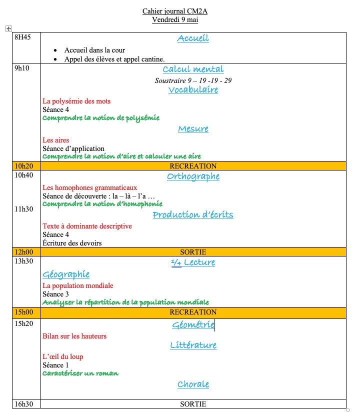 Lire la suite à propos de l’article Cahier journal du vendredi 9 mai 2025