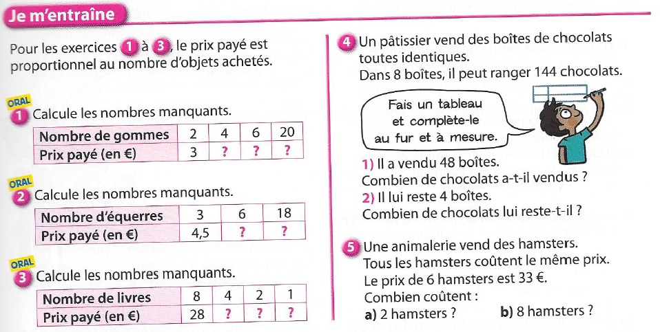 Exercice sur les propriétés des tableaux de proportionnalité