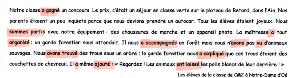 Correction des exercices sur le passé composé
