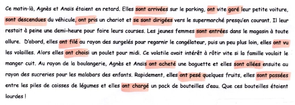 Correction des exercices sur le passé composé