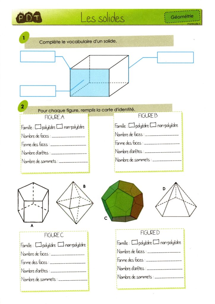 Fiche d'exercice sur les solides