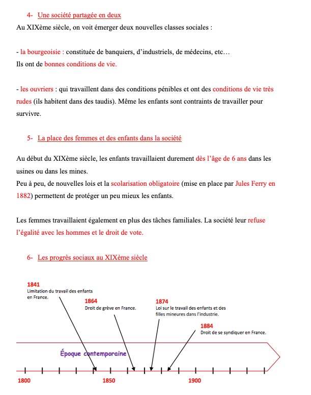 Leçon la société au XIXème siècle