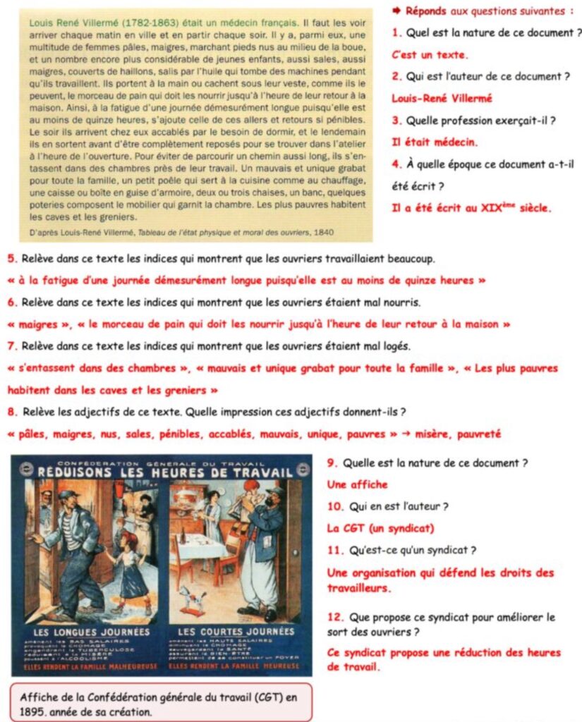document sur le travail dans les usines
