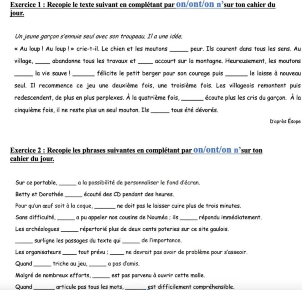 homophones grammaticaux ont-on