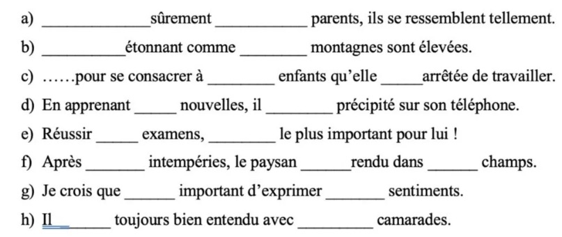 exercices ces ses s'est sais