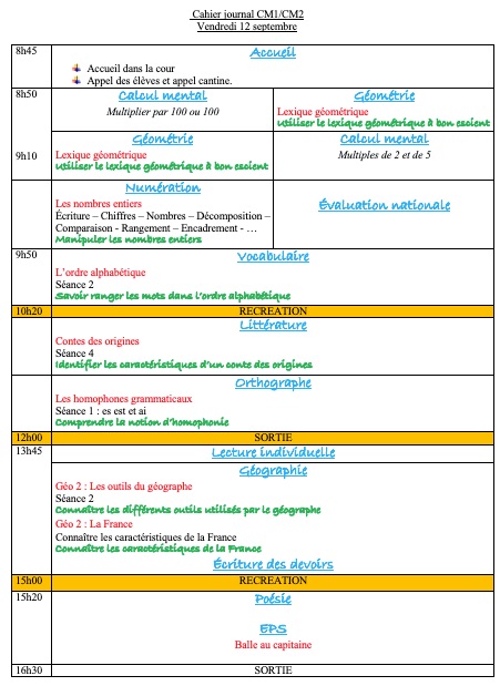 Mon année en CM1-CM2 J8