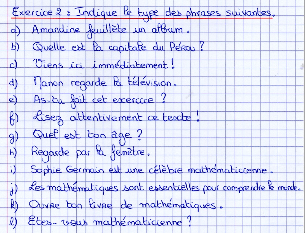 les types de phrases