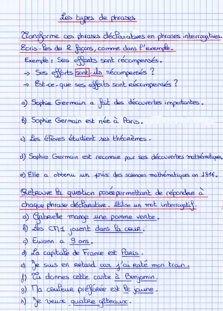 G2 Les phrases interrogatives (2) 3 phrases interrogatives CM1