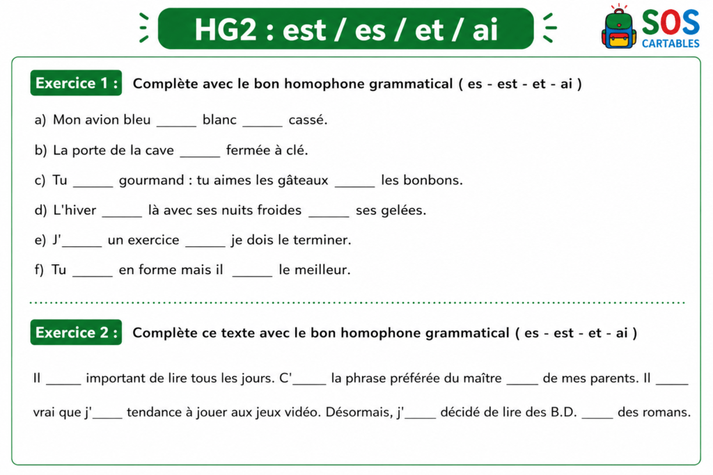 HG2 Les homophones grammaticaux est-et-es-ai (1)