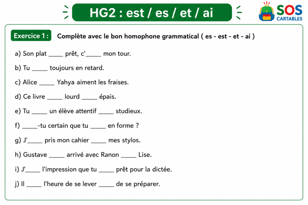HG2 Les homophones grammaticaux est-et-es-ai (2)
