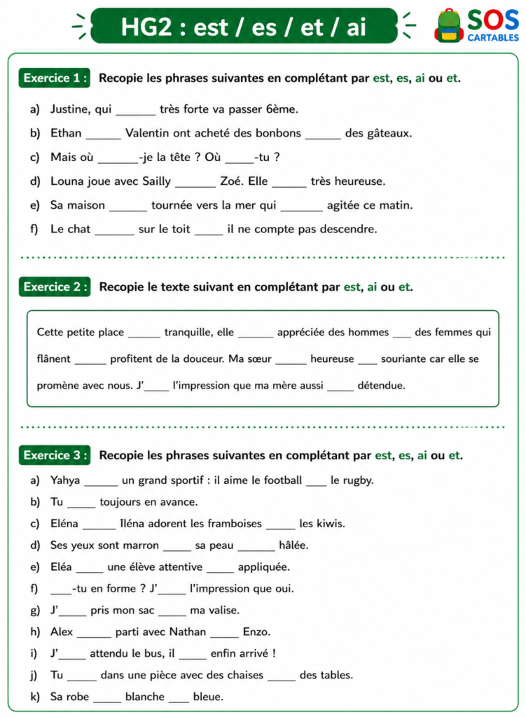 HG2 Les homophones grammaticaux est-et-es-ai (3)