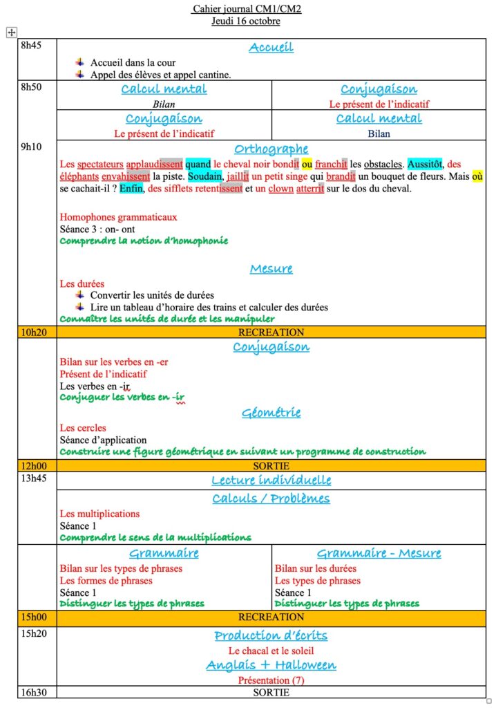 Mon année en CM1-CM2 J27 Jeudi 16 octobre 2025 2 Mon année en CM1-CM2 J27
