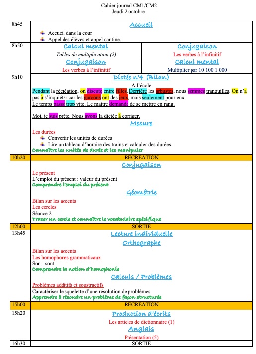 Mon année en CM1-CM2 J19 Jeudi 2 octobre 2025