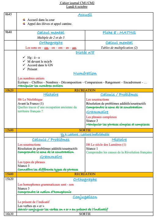 Mon année en CM1-CM2 J21 du Lundi 6 octobre 2025