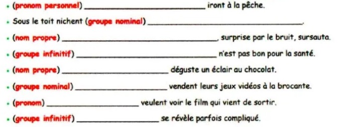 G8 Le Groupe Sujet : exercices CM1 CM2 5 sujet