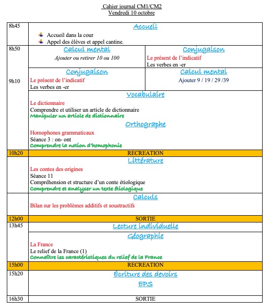 Mon année en CM1-CM2 J24