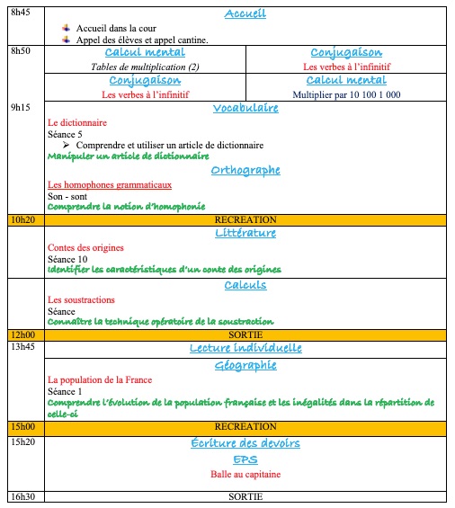 Mon année en CM1-CM2 J20
