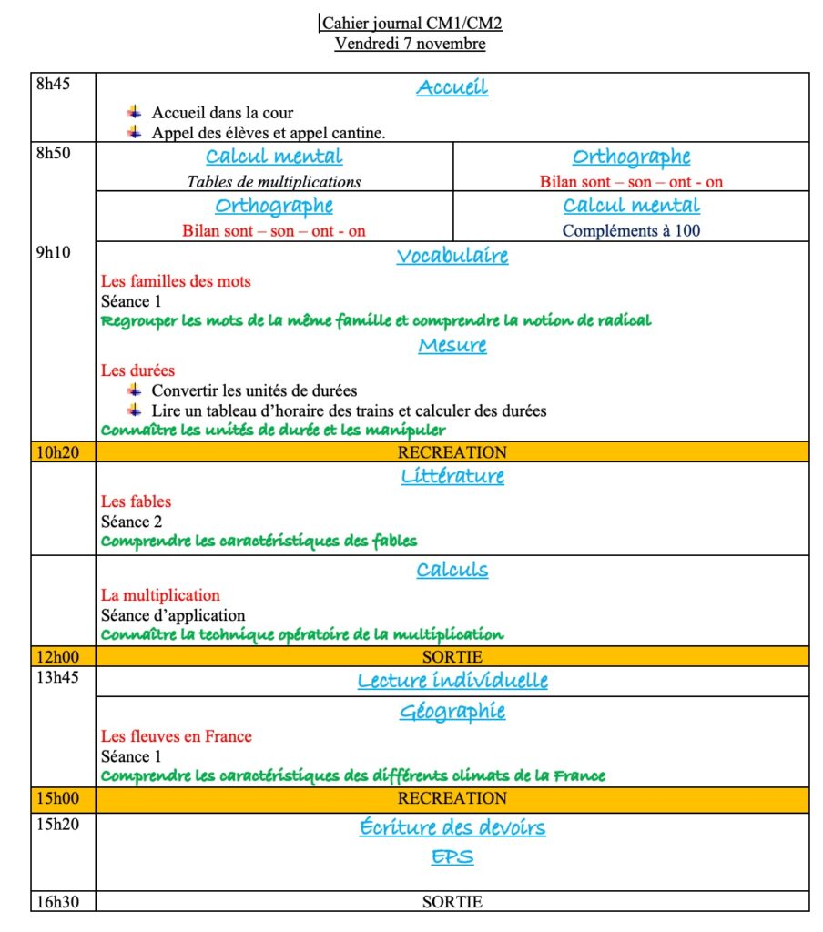 Mon année en CM1-CM2 J32 