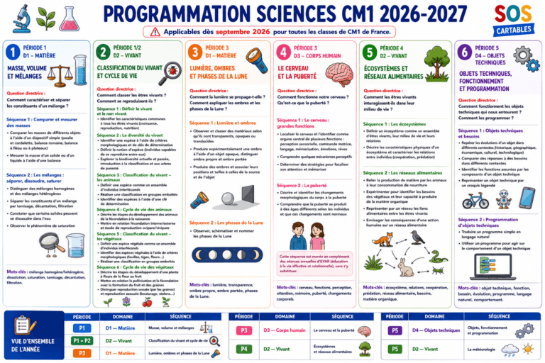 leçons et exercices CM1-CM2,SOS Cartables,Sciences