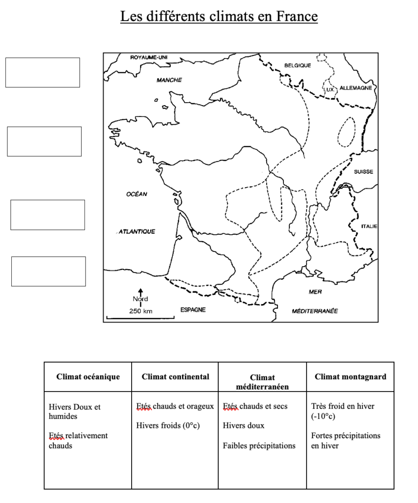 Le climat de la France CM1 CM2 : la carte à colorier ! 