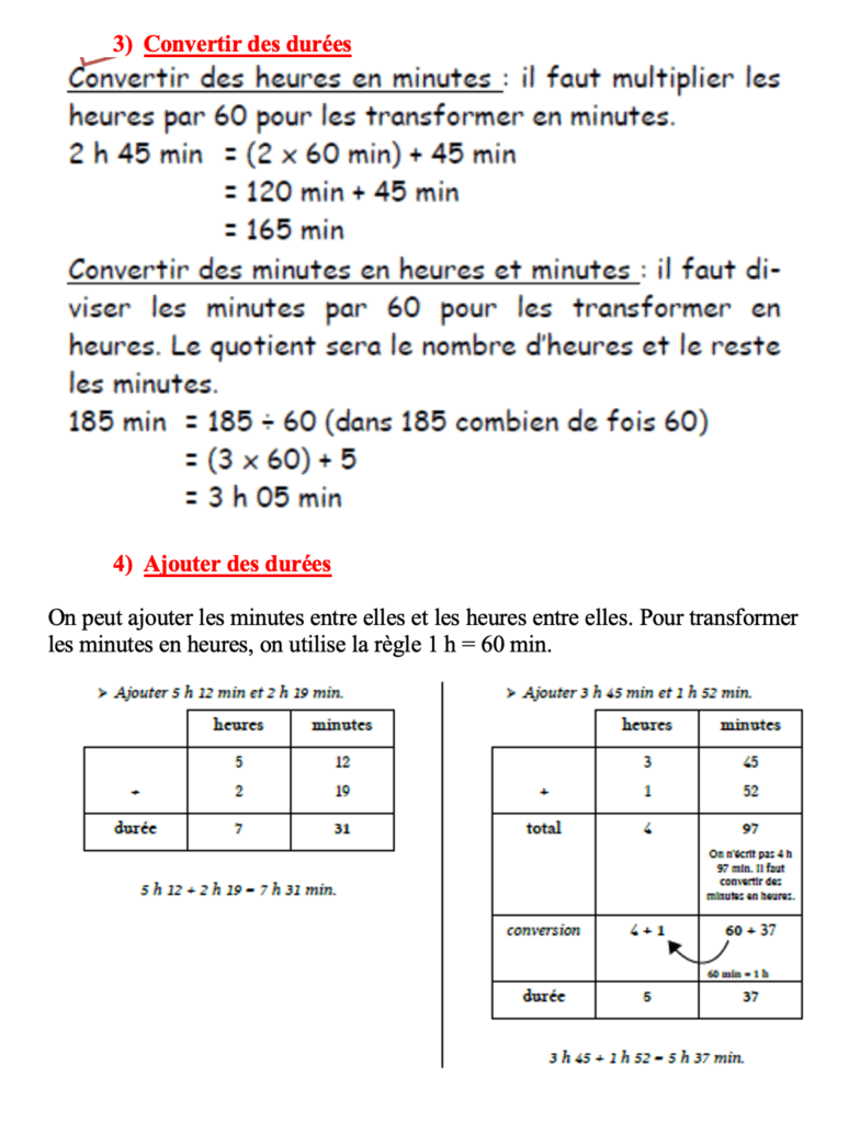 Les durées cm1 cm2,lire l'heure,calculer une durée,le temps