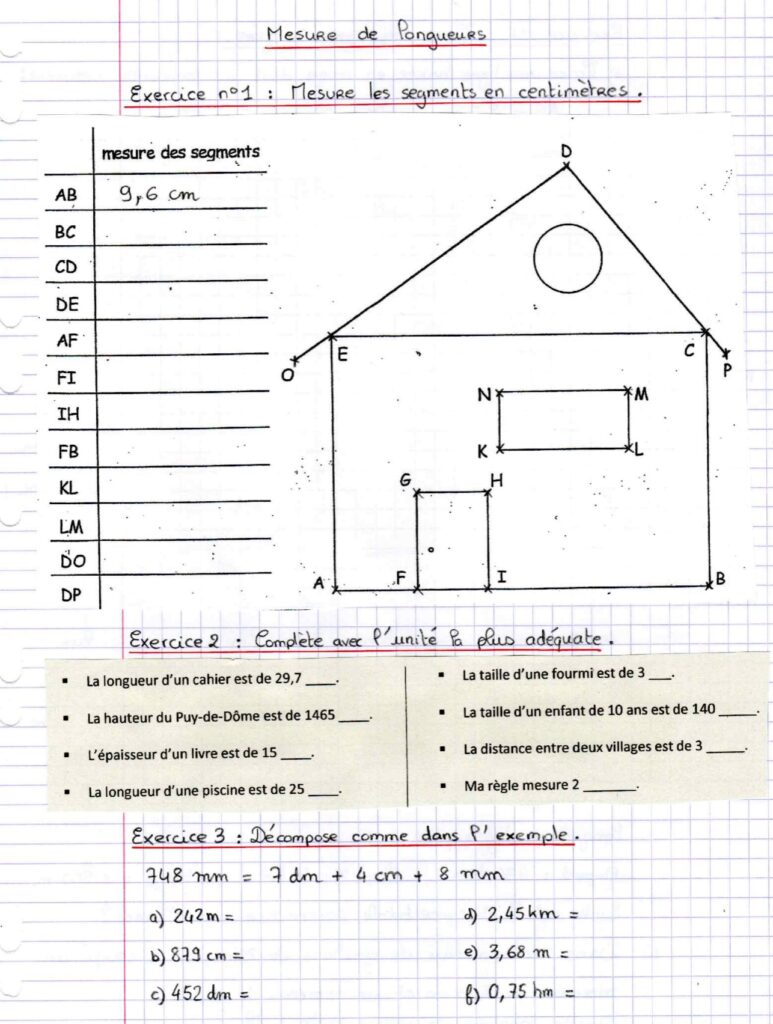 Exercices sur les longueurs