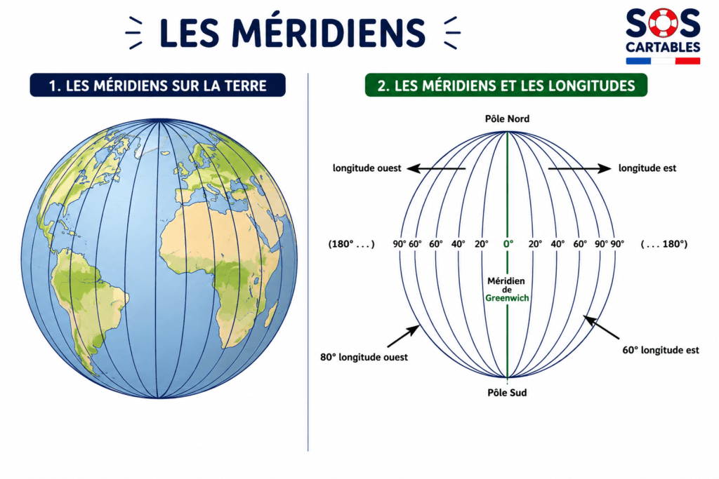 Se repérer sur la Terre CM1-CM2 : leçon, quiz et podcast 10 se repérer sur la Terre,planisphère,globe terrestre,lignes imaginaires