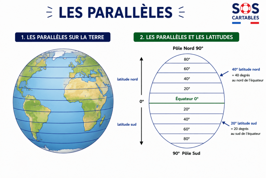Se repérer sur la Terre CM1-CM2 : leçon, quiz et podcast 8 se repérer sur la Terre,planisphère,globe terrestre,lignes imaginaires