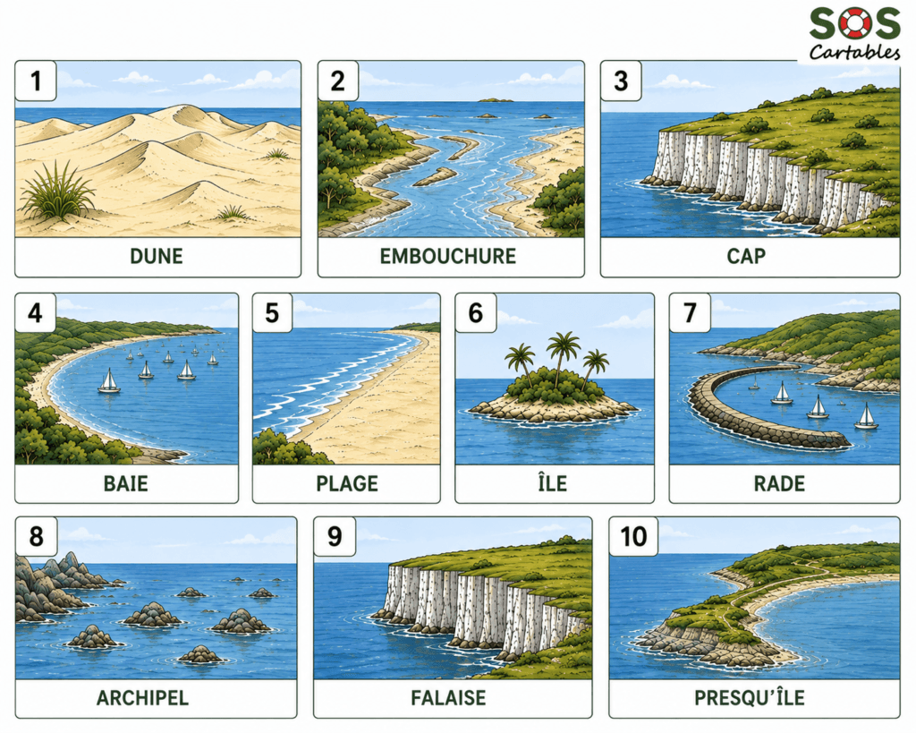 Les côtes françaises : leçon gratuite et interactive 2 Lexique autour des côtes françaises