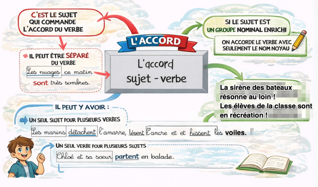 exercice accord sujet verbe CM1 CM2
