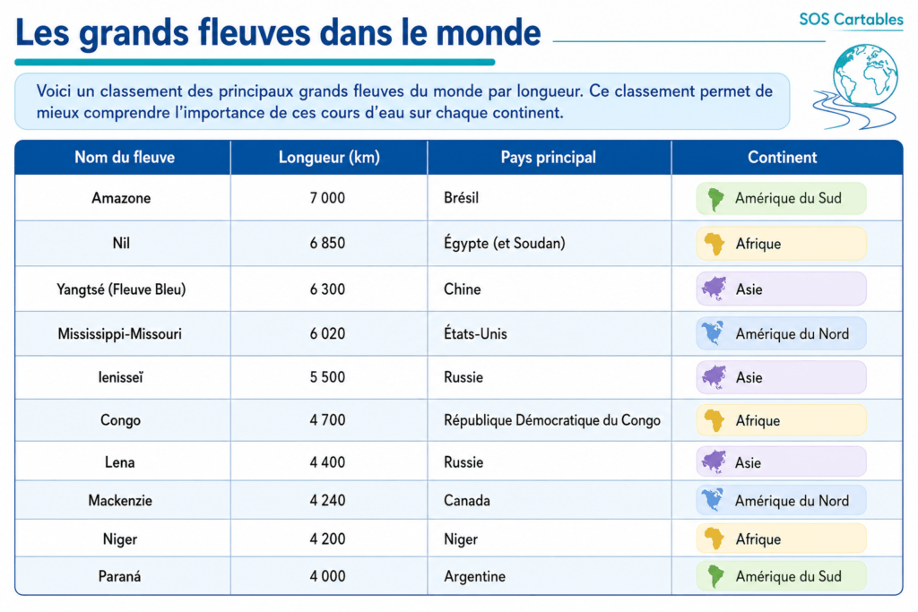 Grands fleuves du monde CM1 CM2