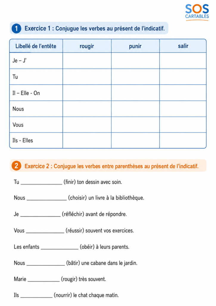 C4 Présent 2ème groupe : exercices corrigés 4 Présent 2ème groupe,exercices,correction,astuces