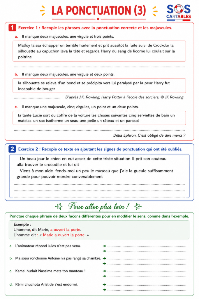 exercices ponctuation dialogue CM1 CM2