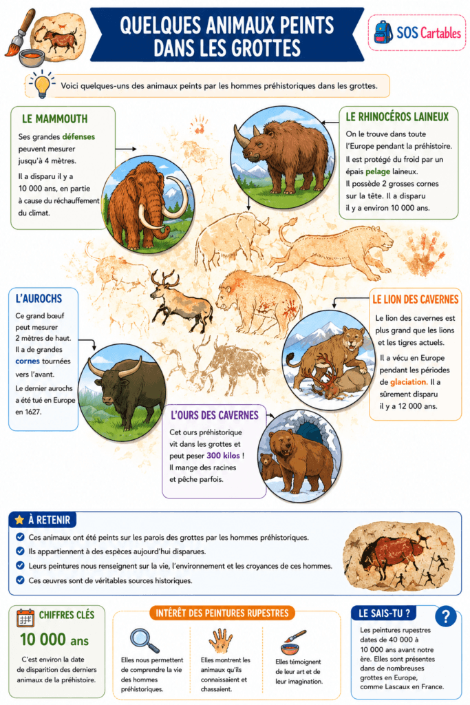 Paléolithique - L'art rupestre CM1 : leçon complète avec exemples 3 art rupestre paléolithique grotte préhistorique animaux