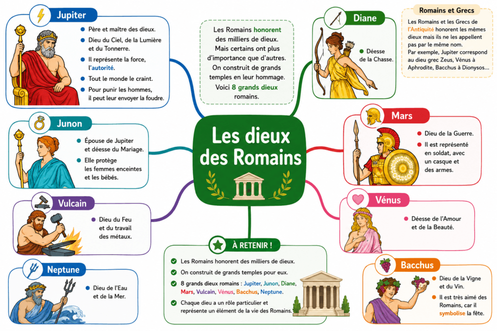 dieux romains vénérés en Gaule romaine CM1 - religion gallo-romaine