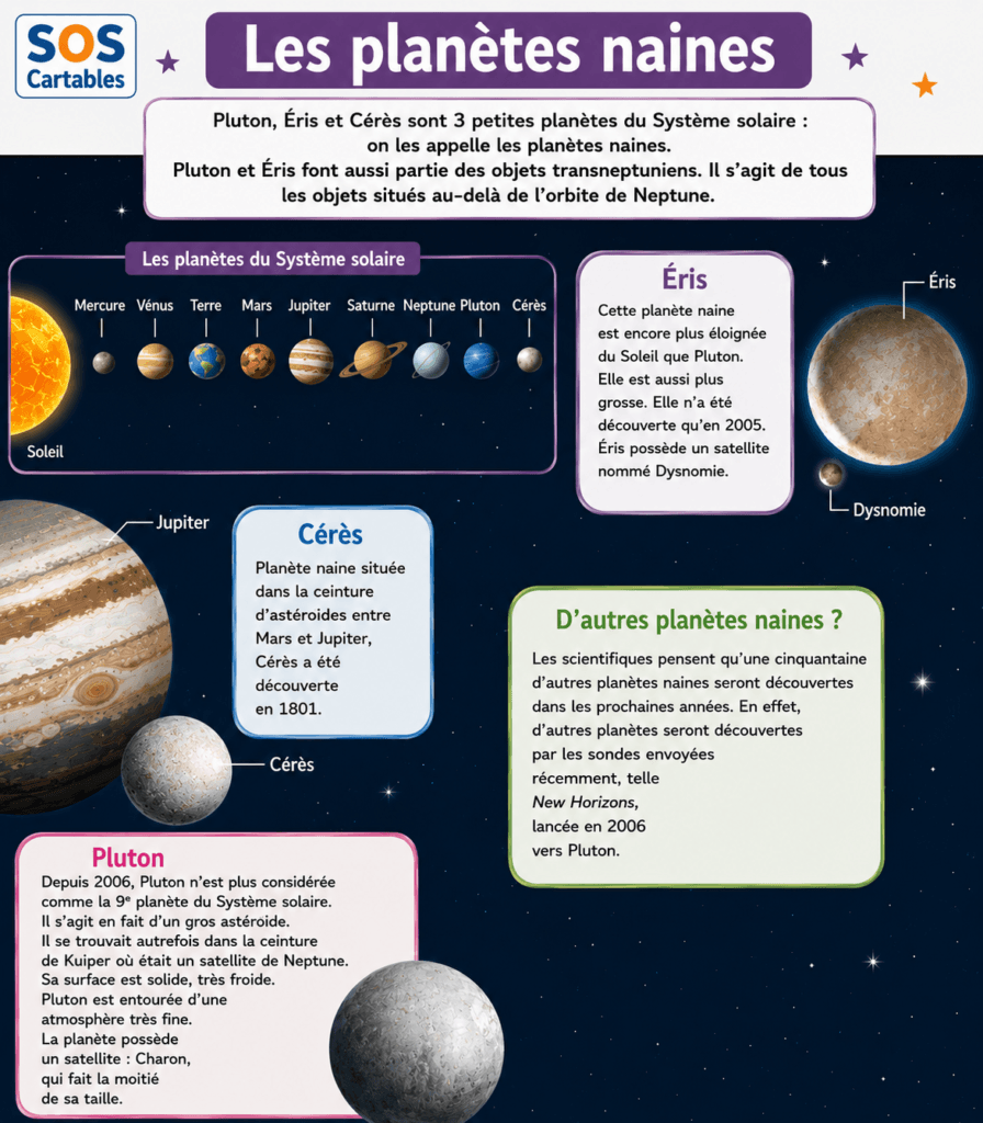 Les planètes naines du système solaire CM1 CM2 — Pluton Éris Cérès définition UAI 2006