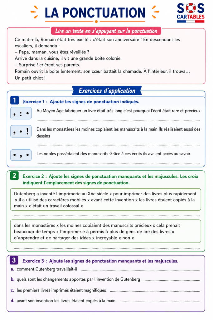 Ponctuer une phrase CM1 CM2 : exercices corrigés gratuits 3 Ponctuer une phrase CM1 CM2 Série 2