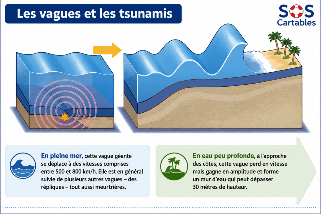 Les tsunamis CM1 CM2 — formation propagation vagues séisme sous-marin océan Indien 2004
