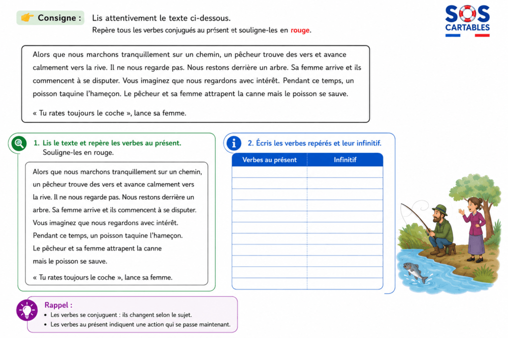 Présent des verbes du 1er groupe,CM1 CM2,présent de l'indicatif
