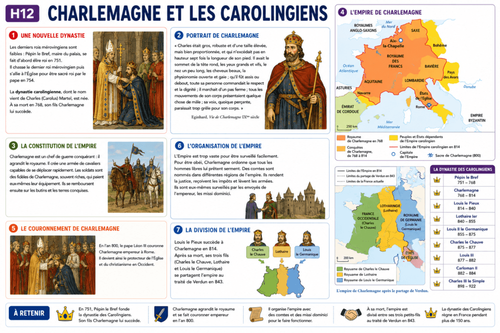 Charlemagne et les Carolingiens CM1 : leçon complète sur l'empire carolingien 2 documents Charlemagne et les Carolingiens CM1 - empire carolingien couronnement 800 missi dominici Moyen Âge