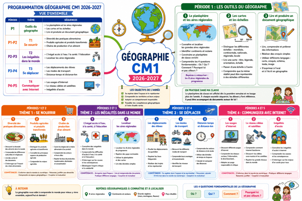 Programmation Géographie CM1 2026 2027