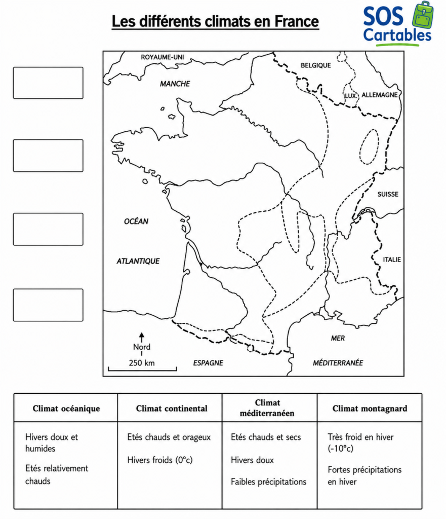 Le climat de la France CM1 CM2 : la carte à colorier ! 